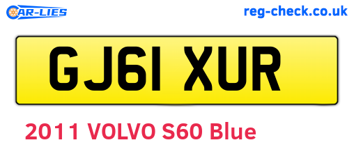GJ61XUR are the vehicle registration plates.
