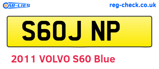 S60JNP are the vehicle registration plates.