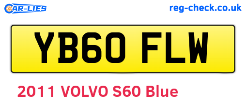 YB60FLW are the vehicle registration plates.