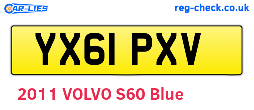YX61PXV are the vehicle registration plates.