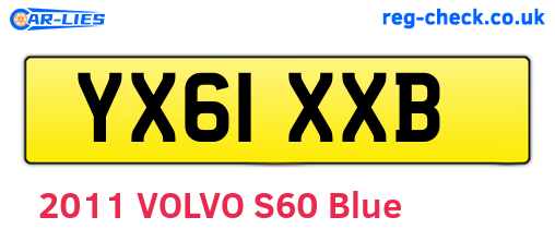 YX61XXB are the vehicle registration plates.