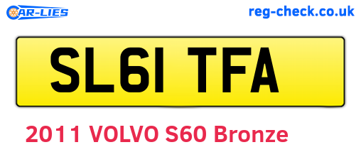 SL61TFA are the vehicle registration plates.
