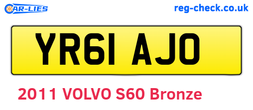 YR61AJO are the vehicle registration plates.
