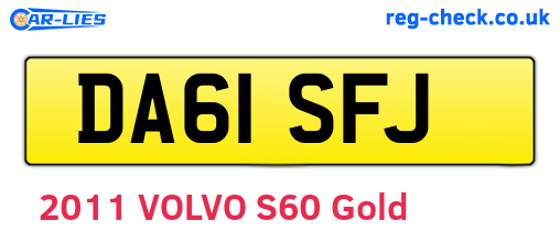 DA61SFJ are the vehicle registration plates.