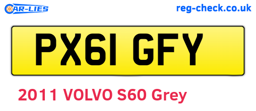 PX61GFY are the vehicle registration plates.