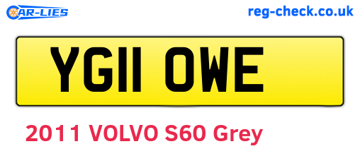 YG11OWE are the vehicle registration plates.