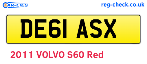 DE61ASX are the vehicle registration plates.