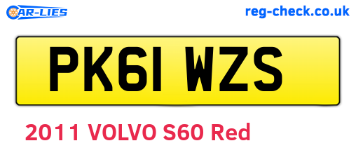 PK61WZS are the vehicle registration plates.
