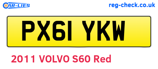 PX61YKW are the vehicle registration plates.