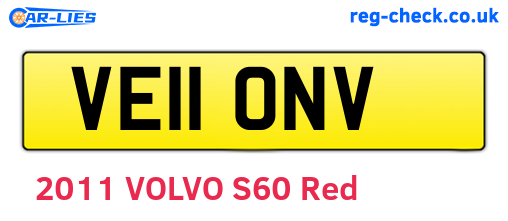 VE11ONV are the vehicle registration plates.