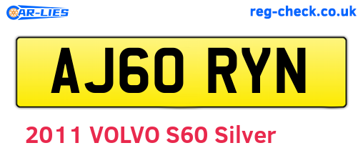 AJ60RYN are the vehicle registration plates.
