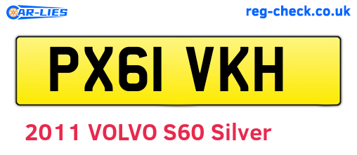 PX61VKH are the vehicle registration plates.