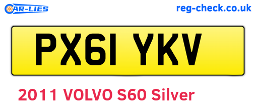 PX61YKV are the vehicle registration plates.