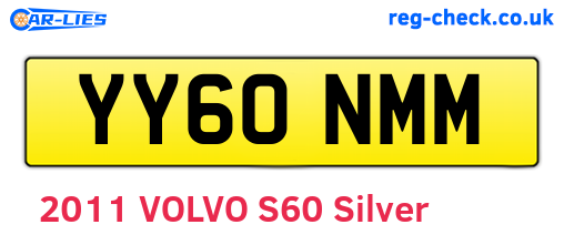 YY60NMM are the vehicle registration plates.