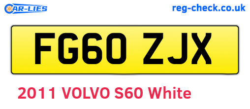 FG60ZJX are the vehicle registration plates.