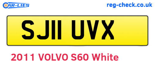 SJ11UVX are the vehicle registration plates.