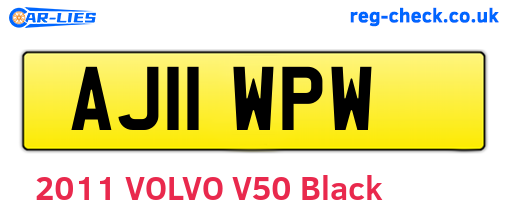AJ11WPW are the vehicle registration plates.