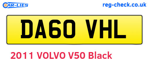 DA60VHL are the vehicle registration plates.