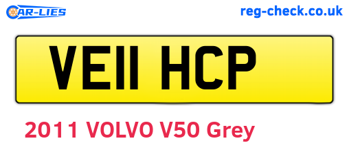 VE11HCP are the vehicle registration plates.