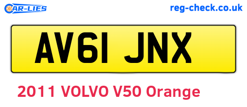 AV61JNX are the vehicle registration plates.