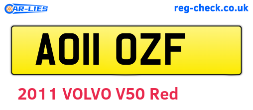 AO11OZF are the vehicle registration plates.