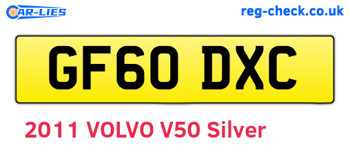 GF60DXC are the vehicle registration plates.