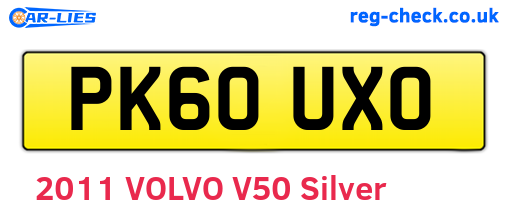 PK60UXO are the vehicle registration plates.