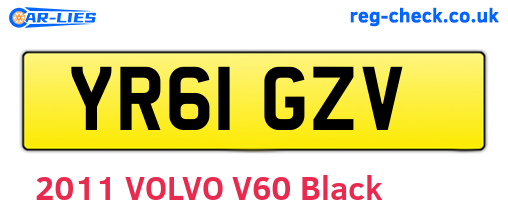 YR61GZV are the vehicle registration plates.