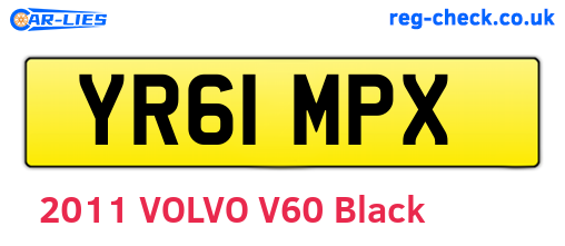YR61MPX are the vehicle registration plates.