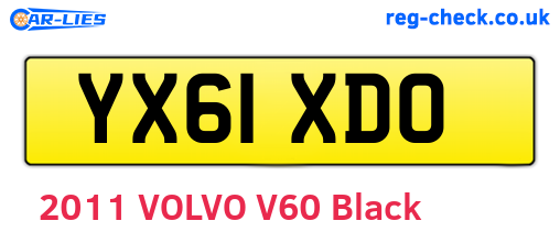 YX61XDO are the vehicle registration plates.