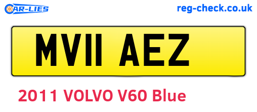 MV11AEZ are the vehicle registration plates.