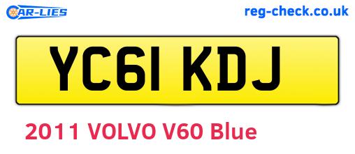 YC61KDJ are the vehicle registration plates.
