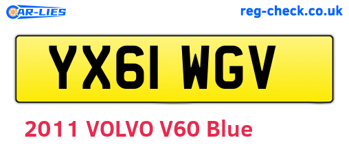 YX61WGV are the vehicle registration plates.
