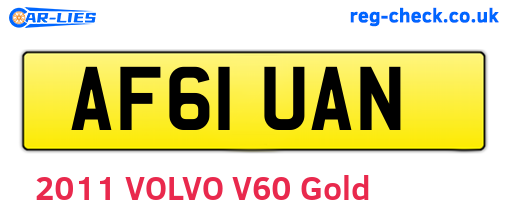 AF61UAN are the vehicle registration plates.