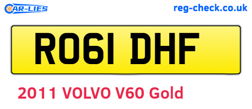 RO61DHF are the vehicle registration plates.