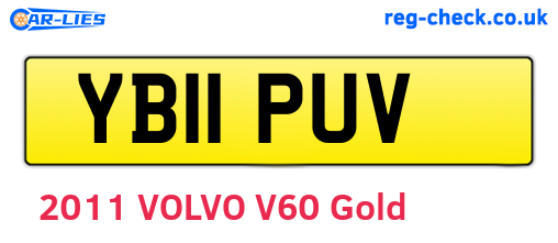 YB11PUV are the vehicle registration plates.