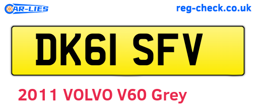 DK61SFV are the vehicle registration plates.