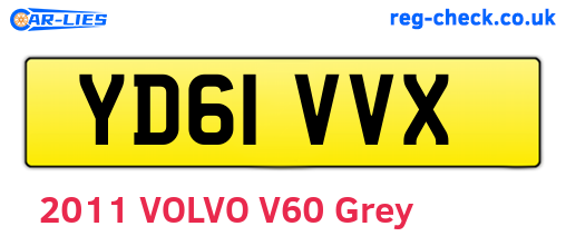 YD61VVX are the vehicle registration plates.