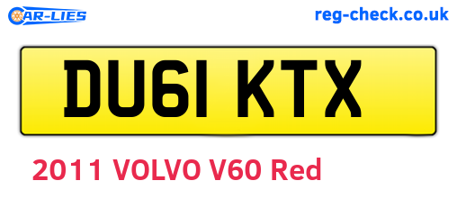 DU61KTX are the vehicle registration plates.