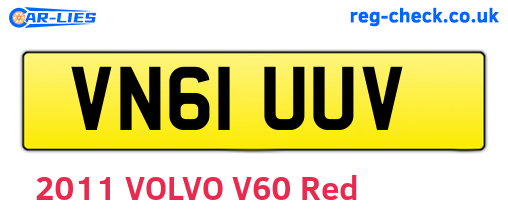 VN61UUV are the vehicle registration plates.