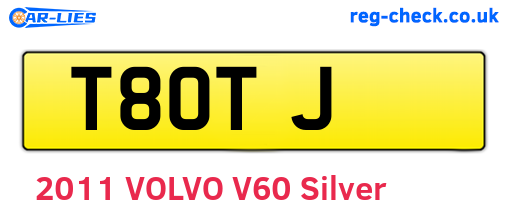 T8OTJ are the vehicle registration plates.