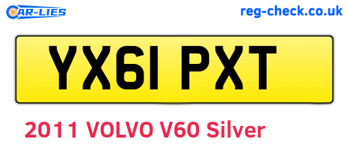 YX61PXT are the vehicle registration plates.