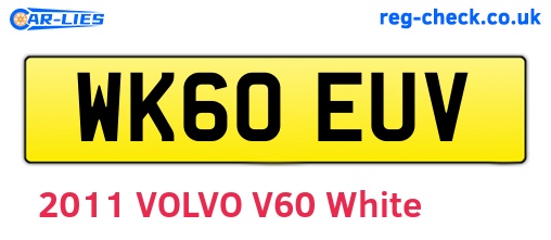 WK60EUV are the vehicle registration plates.