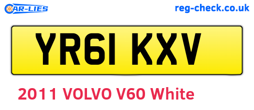 YR61KXV are the vehicle registration plates.