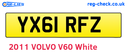 YX61RFZ are the vehicle registration plates.