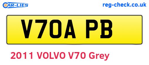 V70APB are the vehicle registration plates.