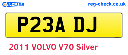 P23ADJ are the vehicle registration plates.