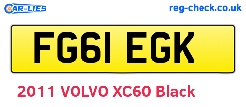 FG61EGK are the vehicle registration plates.