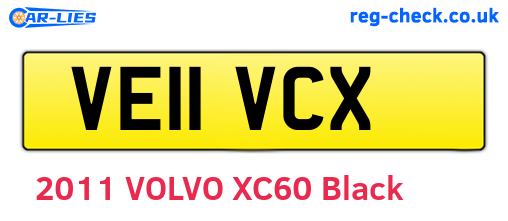 VE11VCX are the vehicle registration plates.