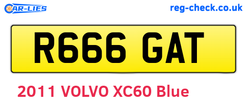 R666GAT are the vehicle registration plates.